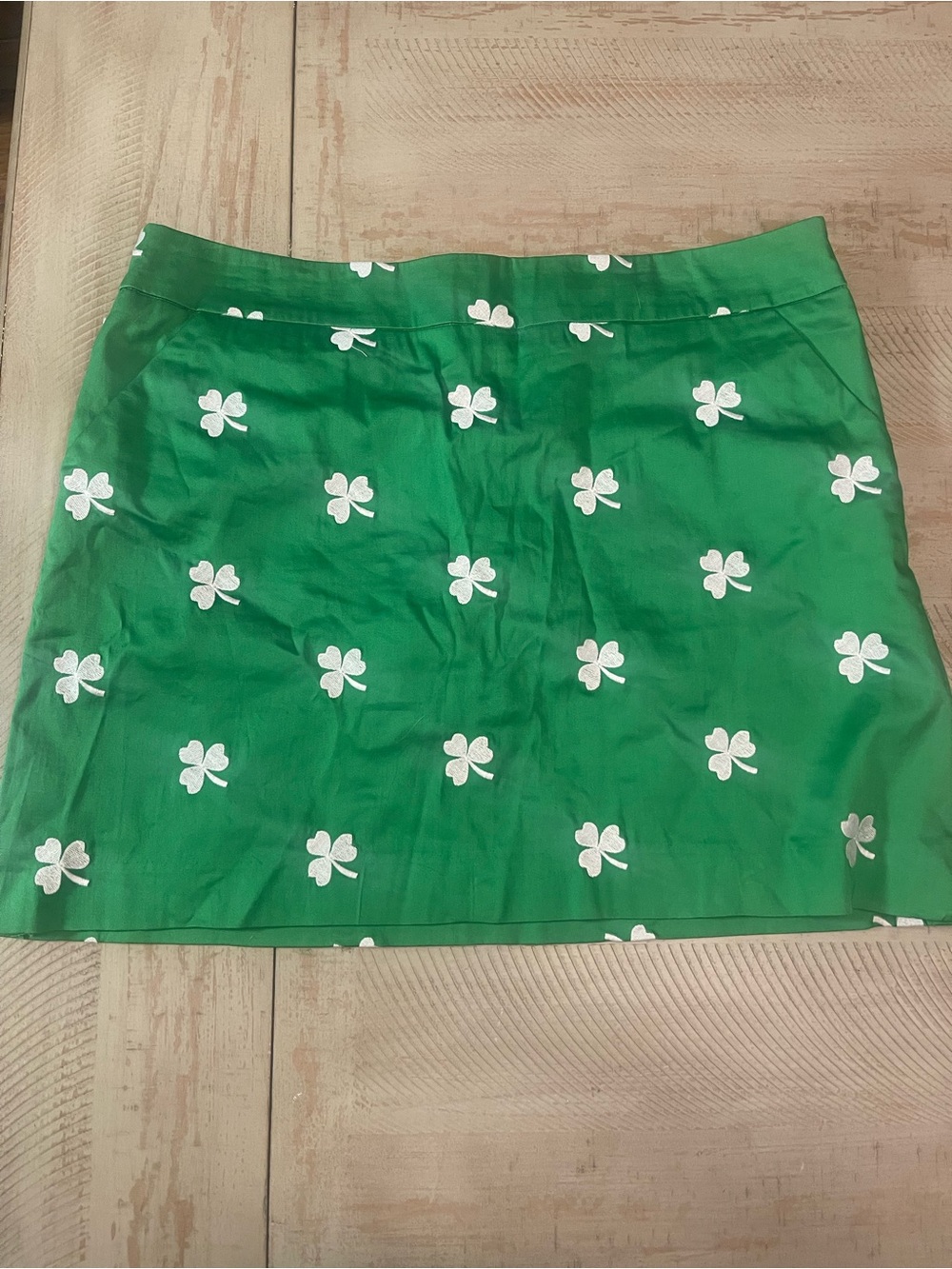 Loudmouth Green Mini Skirt with White Clover Print